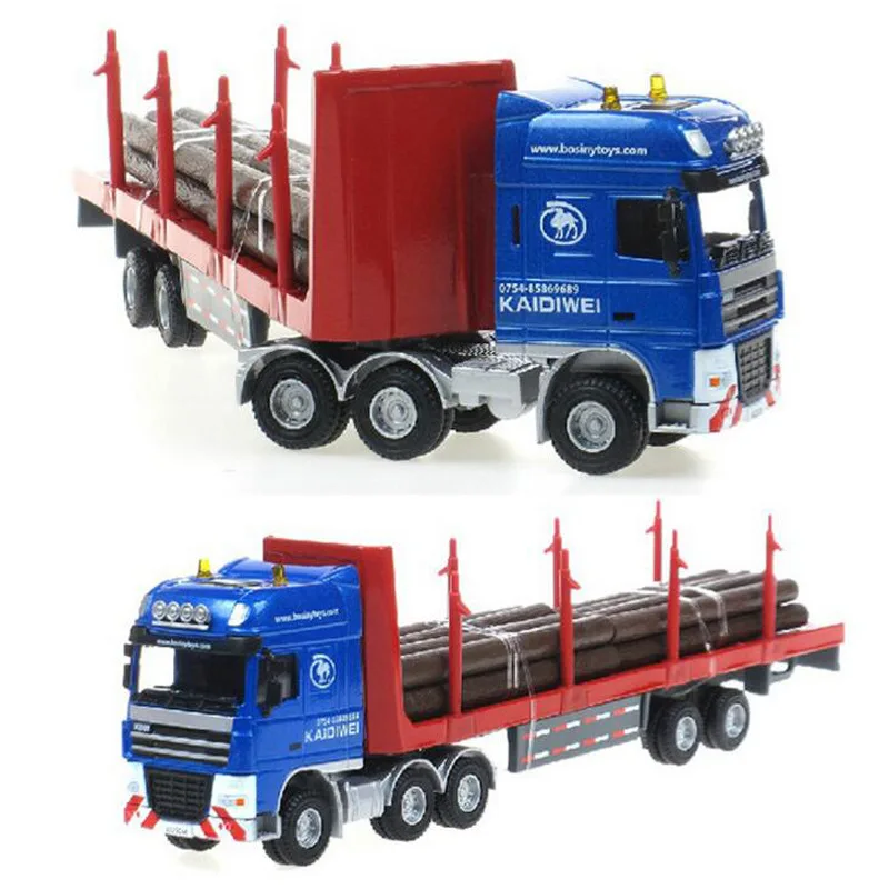 

CHILDREN'S Toy Alloy Engineering Vehicle Static Model 1: 50 Wood Freight Truck Trailer Truck Cadeve