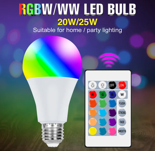 Lampadina RGB E27 lampada a LED 220V lampadine a colori 20W 25W telecomando  luci colorate lampadina decorativa per la casa RGBW