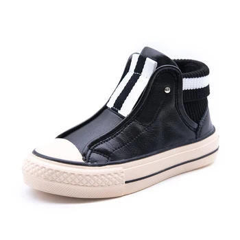 

Kids Sneakers Black Girls Slip On Shoes Waterproof Leather Boy Sneaker Shoes Little Kids Ankle Boots High Top Shoes For Girls