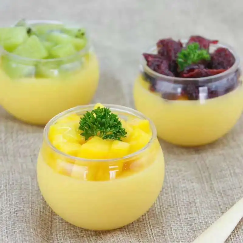 

25pcs High quality 80ml mini pudding ice cream yogurt cup party wedding birthday handmade diy dessert round plastic cup with lid