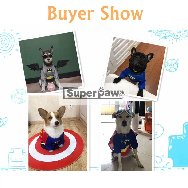 Забавная собачка супергерой косплей одежда с милым щенком Толстовка для маленьких средних собак Французский бульдог вечерние костюмы костюм для мопса HPC03