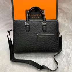 Ostrich Skin Men's Leisure Office Bag Fashion Trend Business Shoulder Cheap Laptops Briefcase For Teenager Leather Handbag Bags
