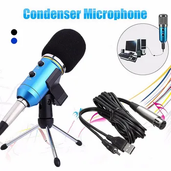 

USB Audio Condenser Microphone Radio Sound Recording Vocal Wired Microphone with Stand for Chatting Singing Karaoke Laptop