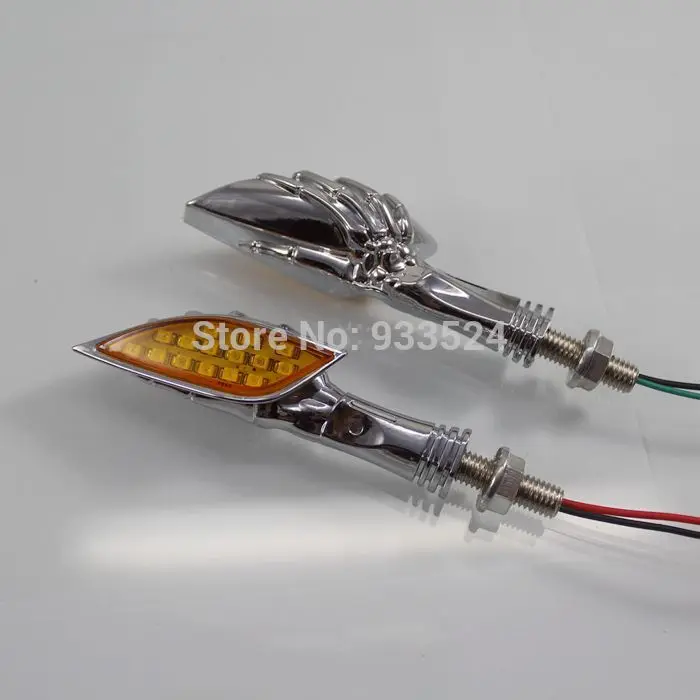 

Pair Motorcycle Skull Amber LED TURN SIGNAL LIGHT Indicator Blinker For Harley Honda Yamaha Suziki Kawasaki Ducati Ktm