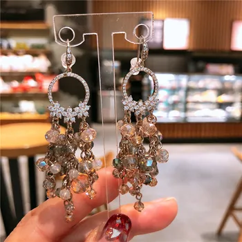 

Tassel Earrings 2020 Trendy Water Drop Women Dangle Earrings Crystal Long Pendant Earrings For Women Jewelry