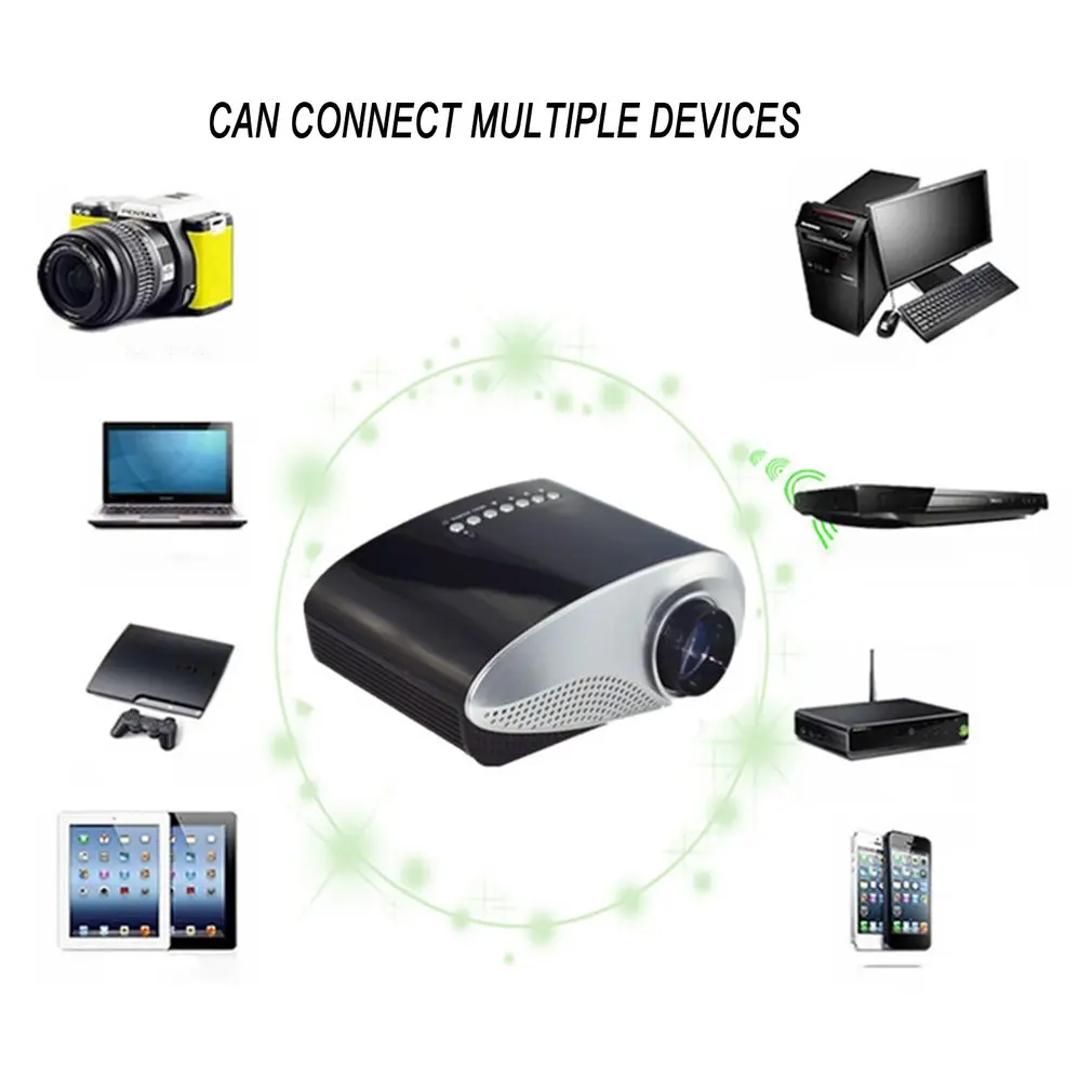 Черный портативный мини-проектор для домашнего кинотеатра светодиодный мультимедийный ЖК-проектор USB/VGA/HDMI детский мультипликационный видеопроектор