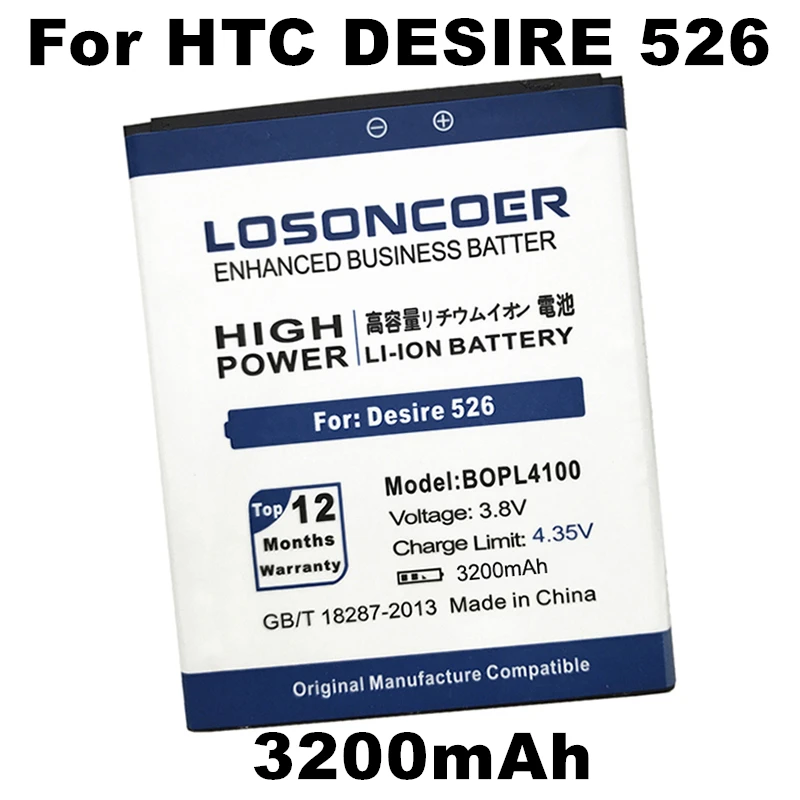 LOSONCOER 3200mAh BOPM3100 BOPL4100 аккумулятор для htc Desire 526 526G 526G+ Dual SIM D526h аккумулятор для телефона