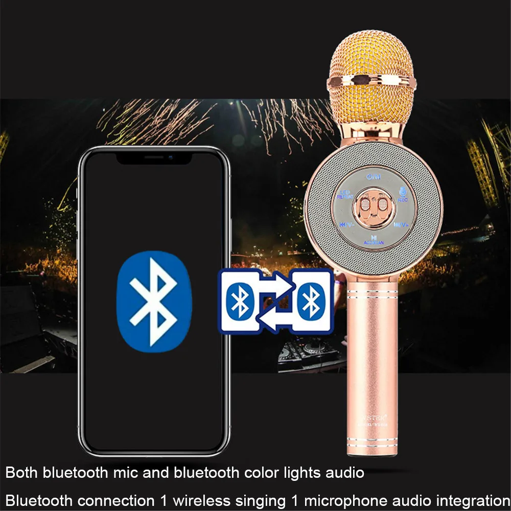 Ws858 Bluetooth беспроводной динамик для караоке WS668 TF карта/U диск Портативный воспроизведение музыки FM радио диск светодиодный светильник микрофон