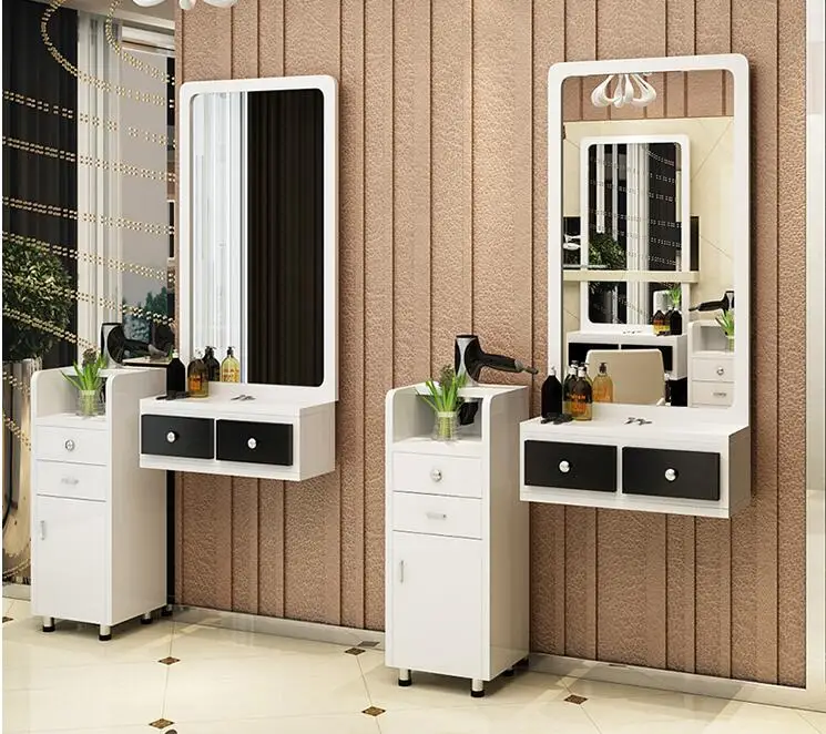 Cosmetic mirror simple hair salon one-sided studio hair mirror floor-to-floor modern retro fitting barber shop