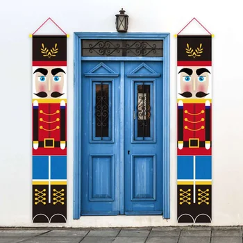 

Christmas Nutcracker Soldier Figures Door Banner Porch Sign Backdrop Flag for Home Xmas Hanging Decor Party Supplies