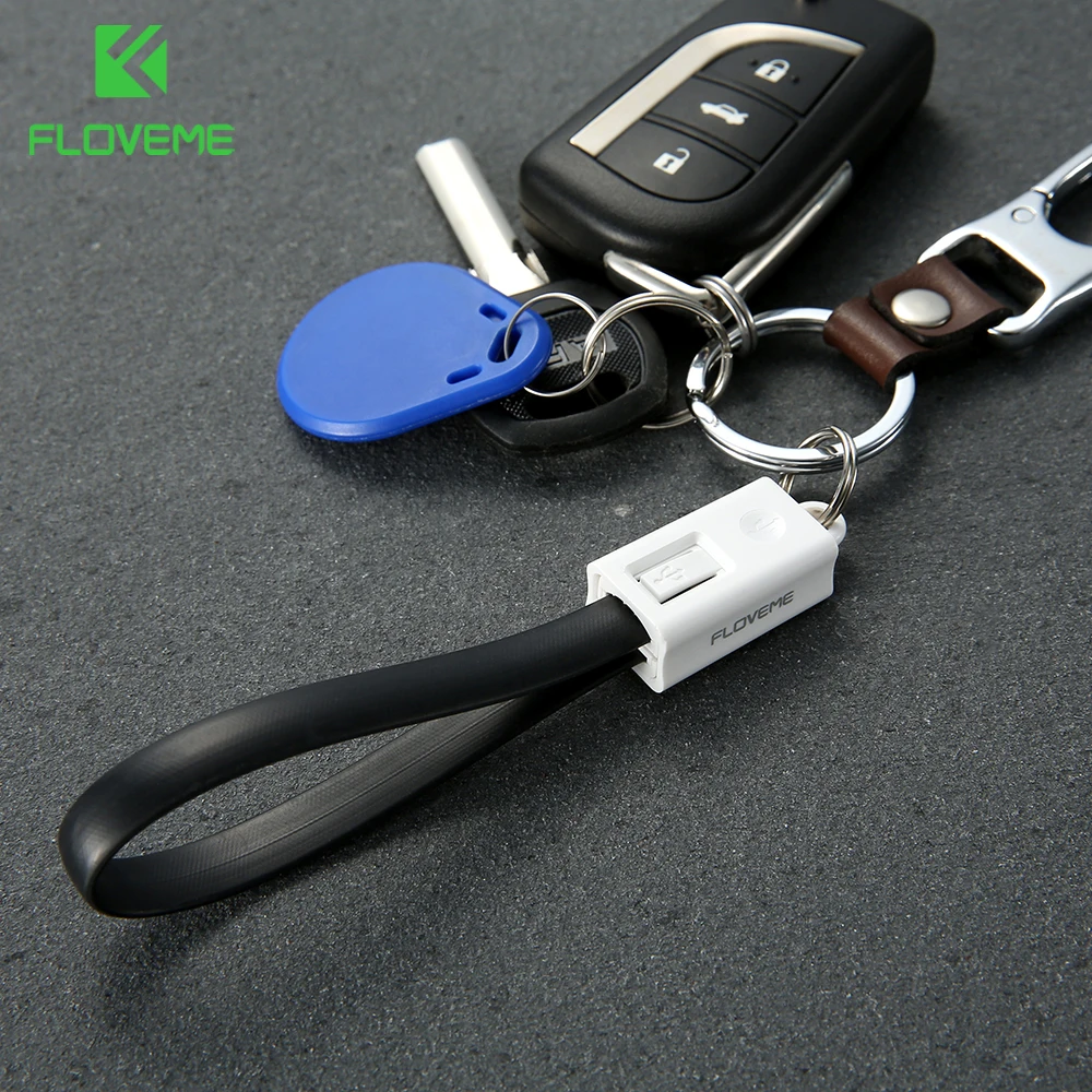 FLOVEME Keychain Micro USB Typ C Ladekabel Für iphone 11 Pro Max 15CM Tragbaren USB-Ladegerät Kabel