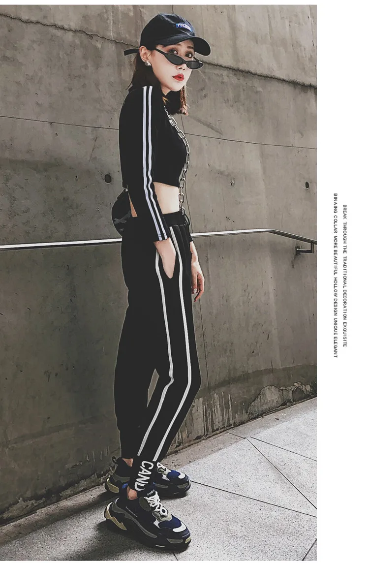 BIVIGAOS New INS Trendy Fashion White Stripe Sports Pants Joggers Women Sweatpants Spring Autumn Slimming Casual Harem Pants
