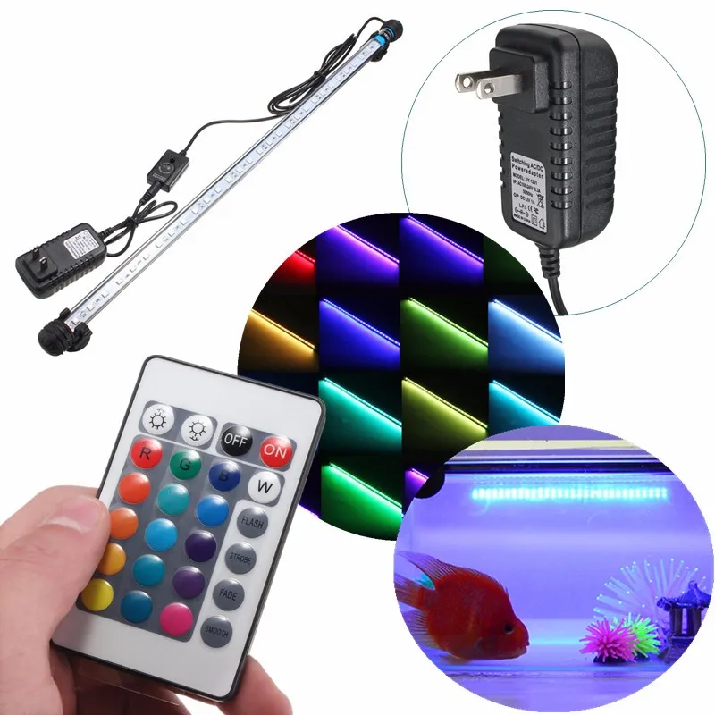 Аквариумный IP68 водонепроницаемый RGB светодиодный светильник, погружной светильник для аквариума, светильник AC100-240V 6,5 Вт 57 см SMD5050