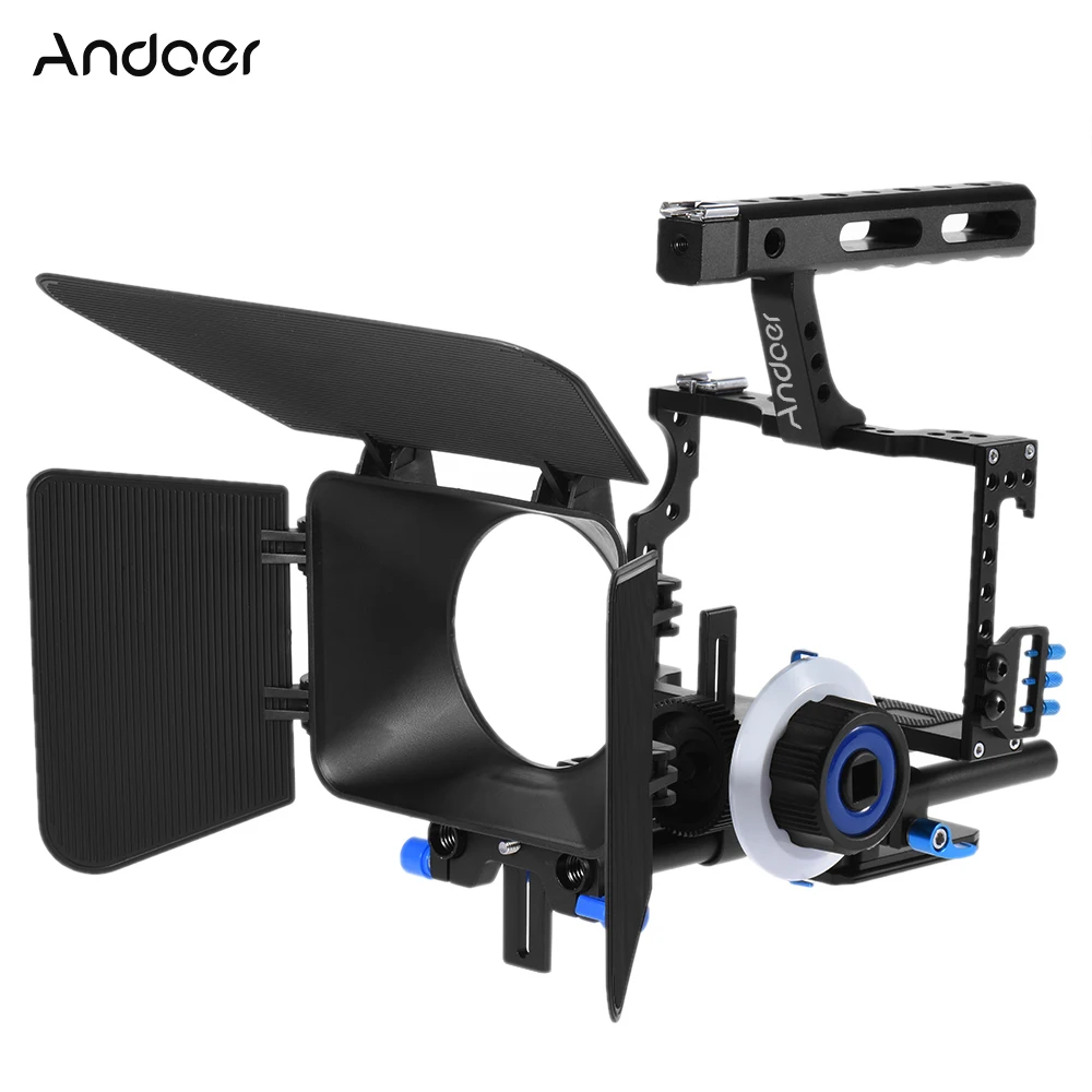 Andoer C500 Camera Camcorder Video Cage Rig Kit Matte Box+Follow Focus+Handle Grip for GH4 Sony A7S/A7/A7R ILDC Camera
