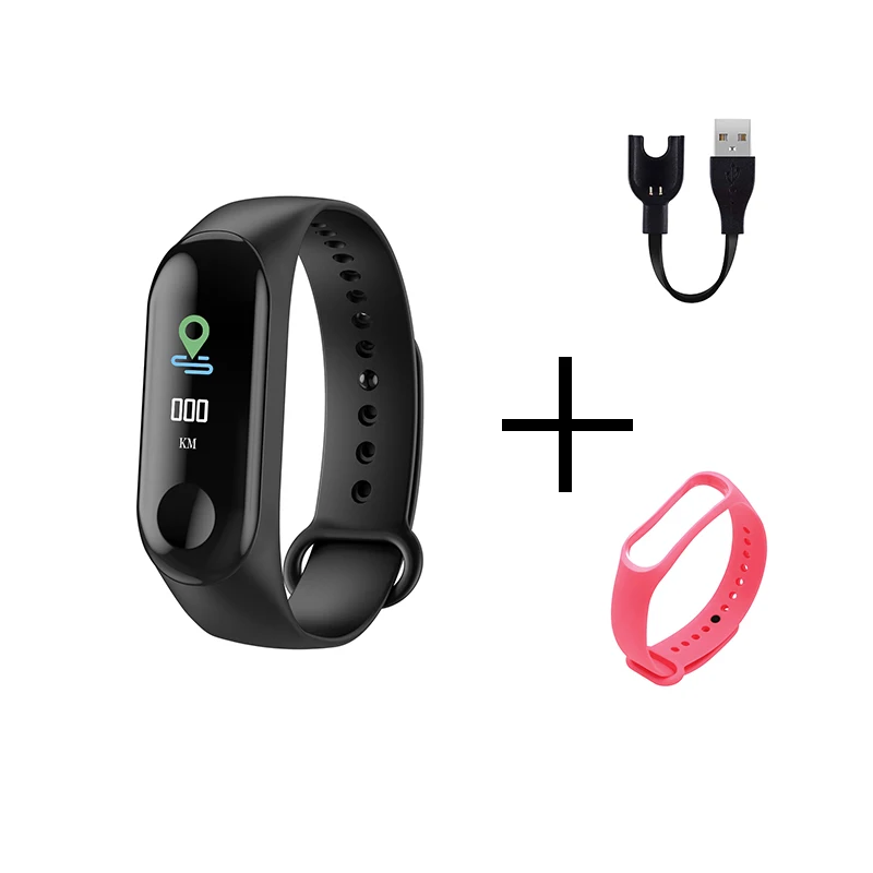 Смарт-браслет M3, монитор сердечного ритма с напоминанием о вибрации, фитнес-трекер, Bluetooth, Смарт-часы для ношения, мужские часы - Цвет: black Pink