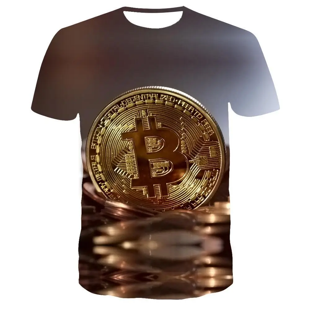 2019 summer new men's clothing / women's 3D T-shirt printing gold coin T-shirt casual shirt funny design short-sleeved T-shirt