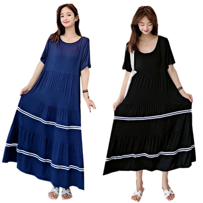 Summer short-sleeved pregnancy dress large loose women's clothing dresses pull cake maternity gowns korean maternity clothes