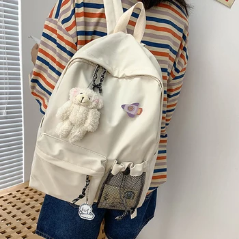 

Waterproof Nylon Women Kawaii Backpack Fashion Mesh Book Ladies School Bag Cute Girl Backpack Student Female College Bags Trendy