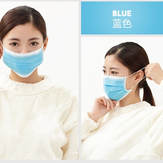 blue 20 шт пылезащитные маски для лица 3 слоя Анти-пыль одноразовые хирургические медицинские салонные ушные петли лицевая маска - Цвет: blue