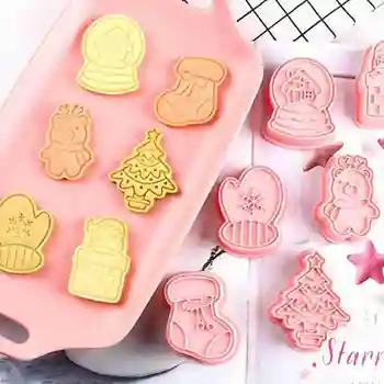 

6Pcs/set Christmas Cartoon Shape Cookie Fondant Cutter Cookie Molds DIY Christmas Tree Decorating Baking Cooking Tools