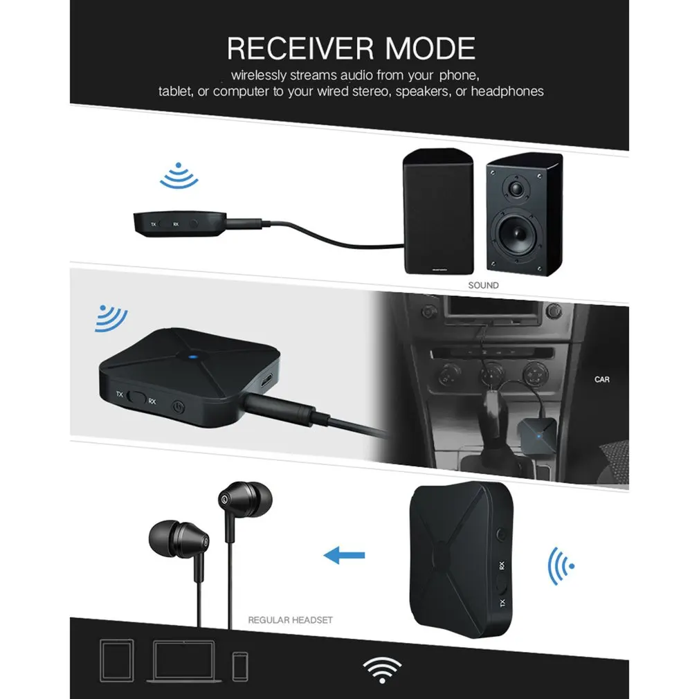2 in 1 Wireless Bluetooth Transmitter Receiver Universal 3.5mm Audio Adapter TV Car Music Receiver For Headphone Speaker Louder 2 in 1 Wireless Bluetooth Transmitter Receiver Universal 3.5mm Audio Adapter TV Car Music Receiver For Headphone Speaker Louder