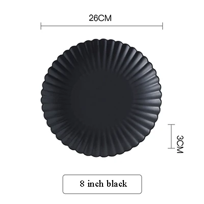 8 inch black Цветочный фарфоровый набор тарелок, набор твердой круглой посуды, миска для еды, тарелка и тарелка, домашние декоративные столовые наборы, посуда - Цвет: 8 inch black