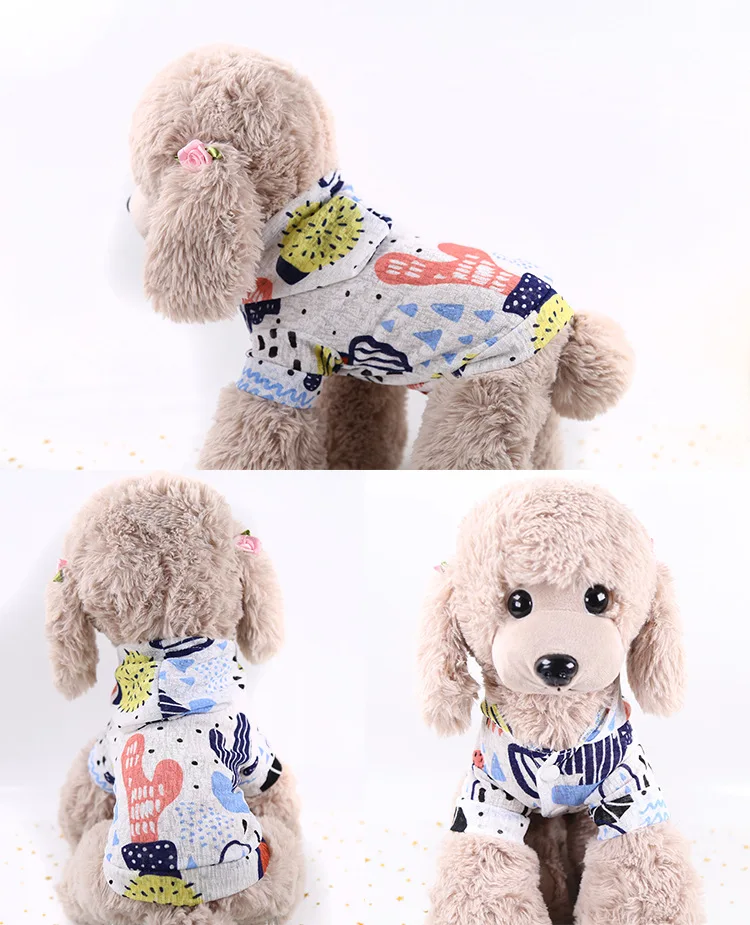 Милые пижамы с принтом маленьких собак мягкий теплый костюм комбинезон для собак для щенка чихуахуа померанских собак Одежда с принтом рубашка Y335