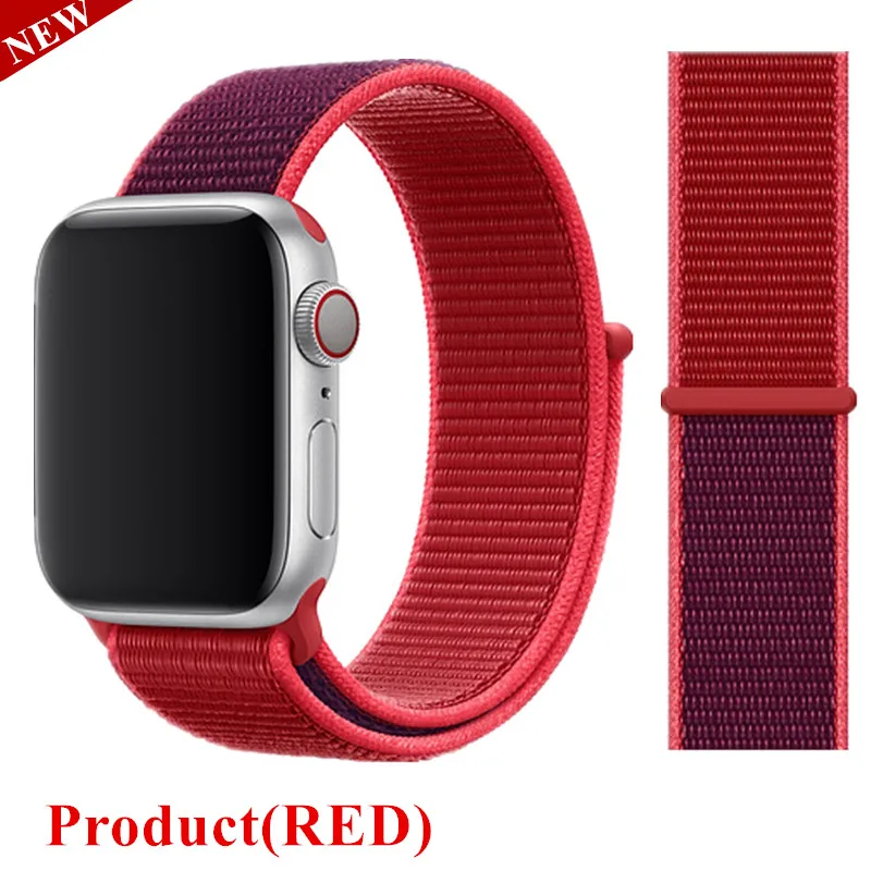 Lbiaodai Sport Loop ремешок Для Apple Watch band Apple watch 4 3 correa iwatch band 42мм 38мм 44мм 40мм браслет на руку Плетеный нейлон - Цвет ремешка: NEW Red