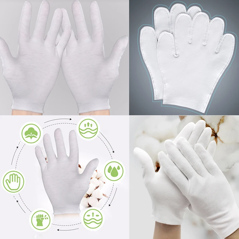 6 пар работы рук протектор Мягкий костюм ювелирные изделия белые хлопковые перчатки размер S/M/L/XL