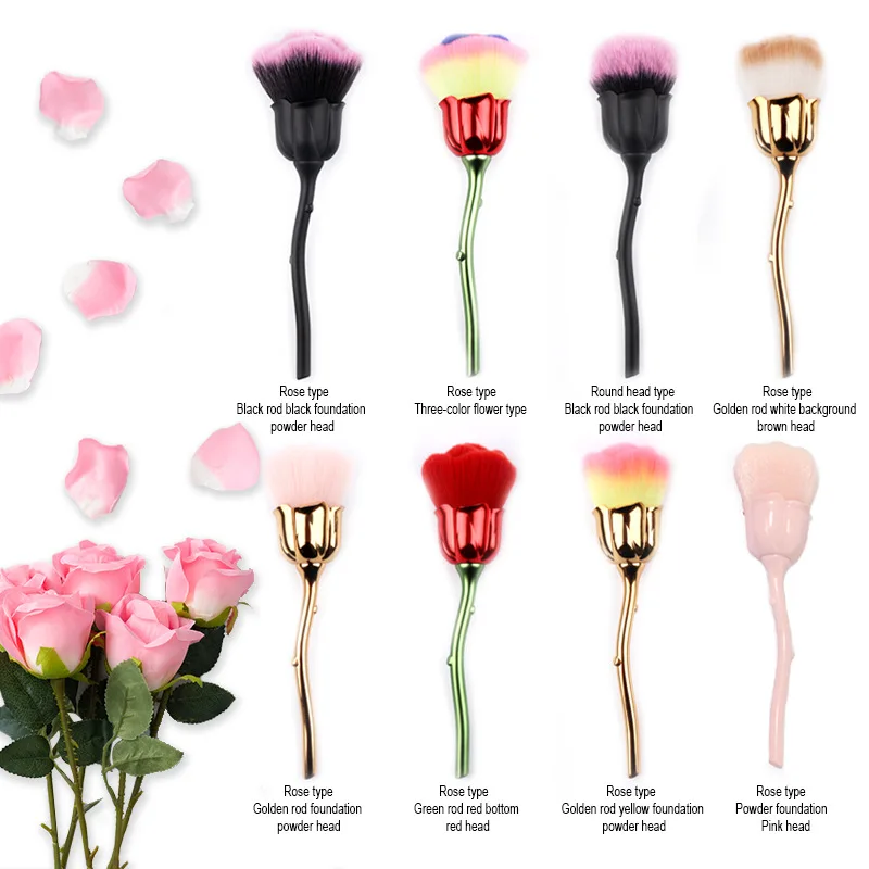 Nail Art Glitter Power Dust Brushes Nail Dust Brush Rose Shape Blush