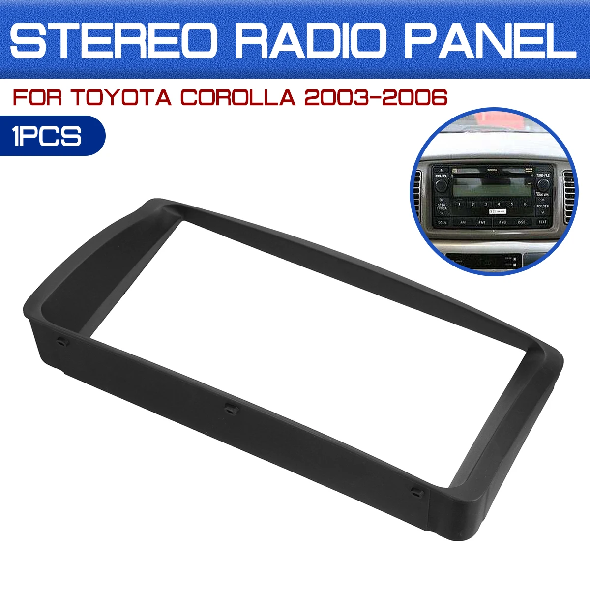 2 Din Car Stereo Radio Audio Dashboard DVD CD Fascia Plate Panel Frame Replacement for Toyota Corolla 2003 2004 2005 2006