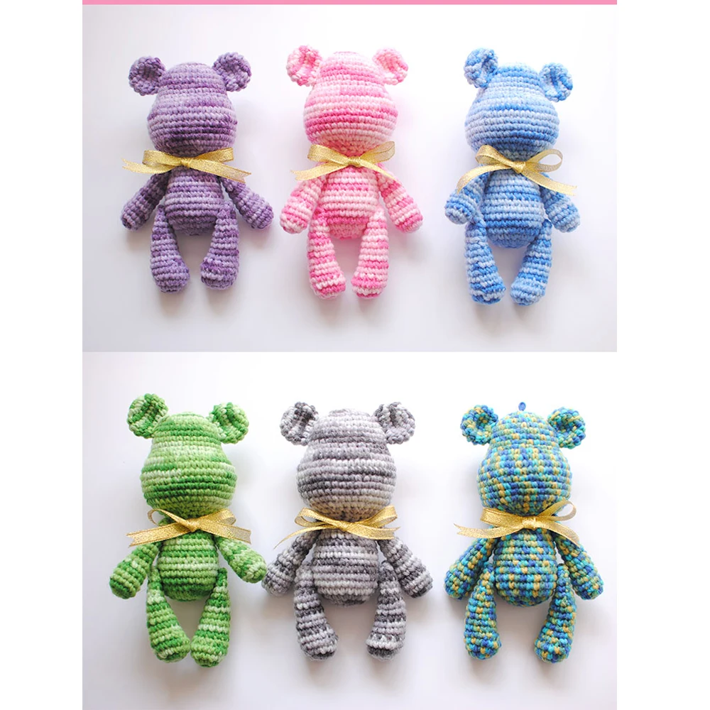 

2019 Lovely hand-made patchwork bear doll crochet toy gift the best birthday gift (finished, not diy) for woollen knitting dolls