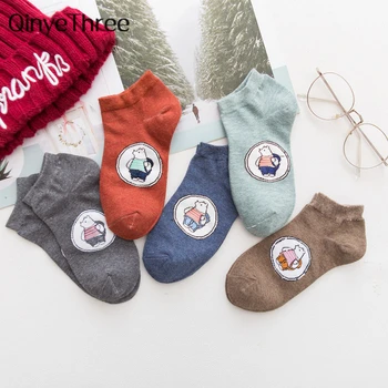 

Girls cute cartoon backpack bear ankle socks unisex funny pet short socks animal happy summer bear sox Dropship