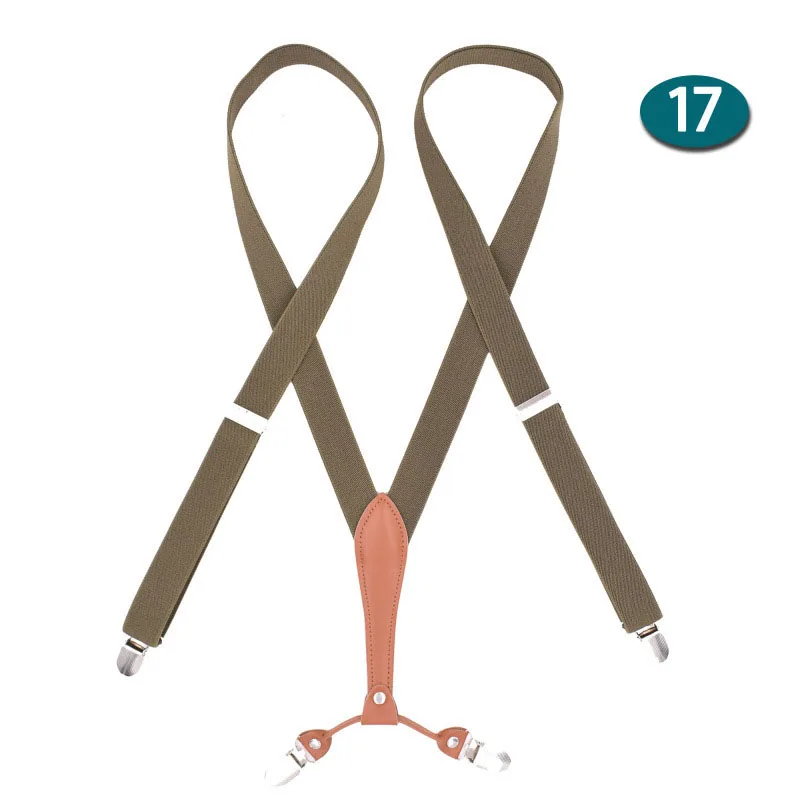 Tan Color Deepeel 1 шт. 2,5*115 см Высококачественный полиэстеровый эластичный ремень 4 зажим регулируемые подтяжки костюм брюки аксессуары для подтяжки - Цвет: Tan Color