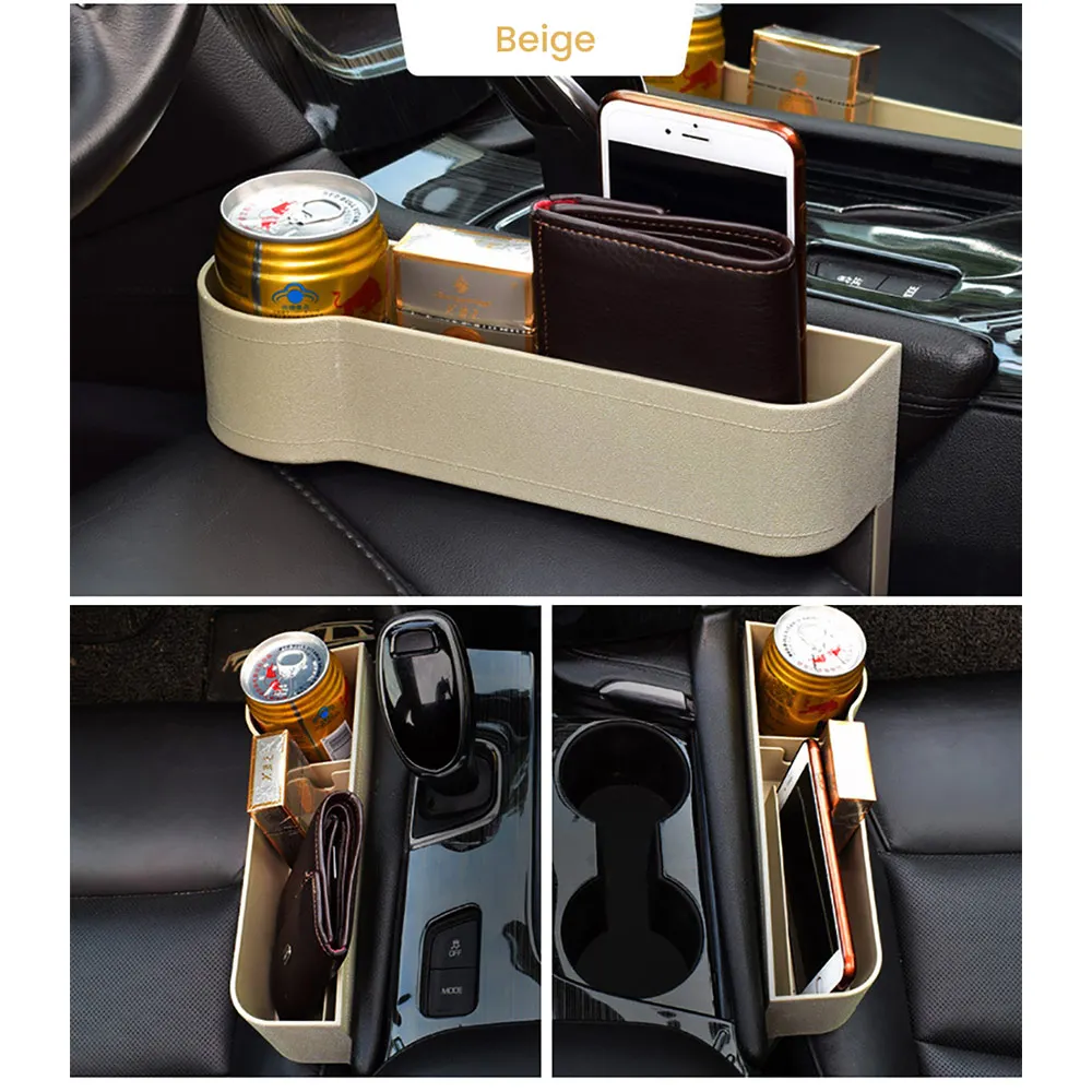 Beige Right AOSHIKE, 1 шт., Универсальное автомобильное кресло, держатель для телефона, держатель для чашки, многофункциональная коробка для хранения, авто коробка, внутренние аксессуары, карман - Название цвета: Beige Right