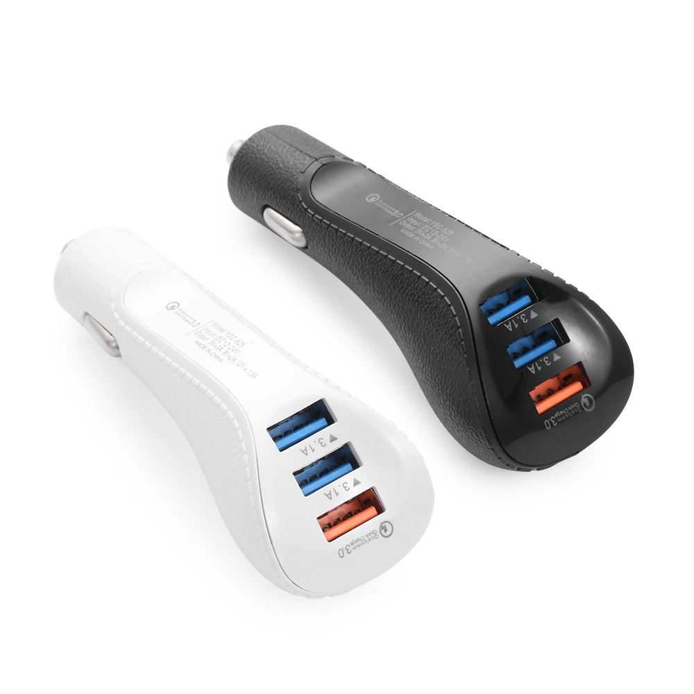 Универсальный 3-Порты и разъёмы Переходник USB для зарядки в машине QC 3,0 Быстрая зарядка для iPhone samsung iOS