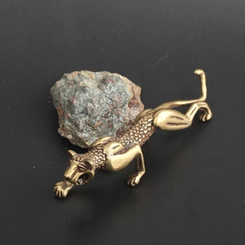 

Asian Brass Leopard Exquisite Pen Holder Statue Chinese Antique Collection FPW9365