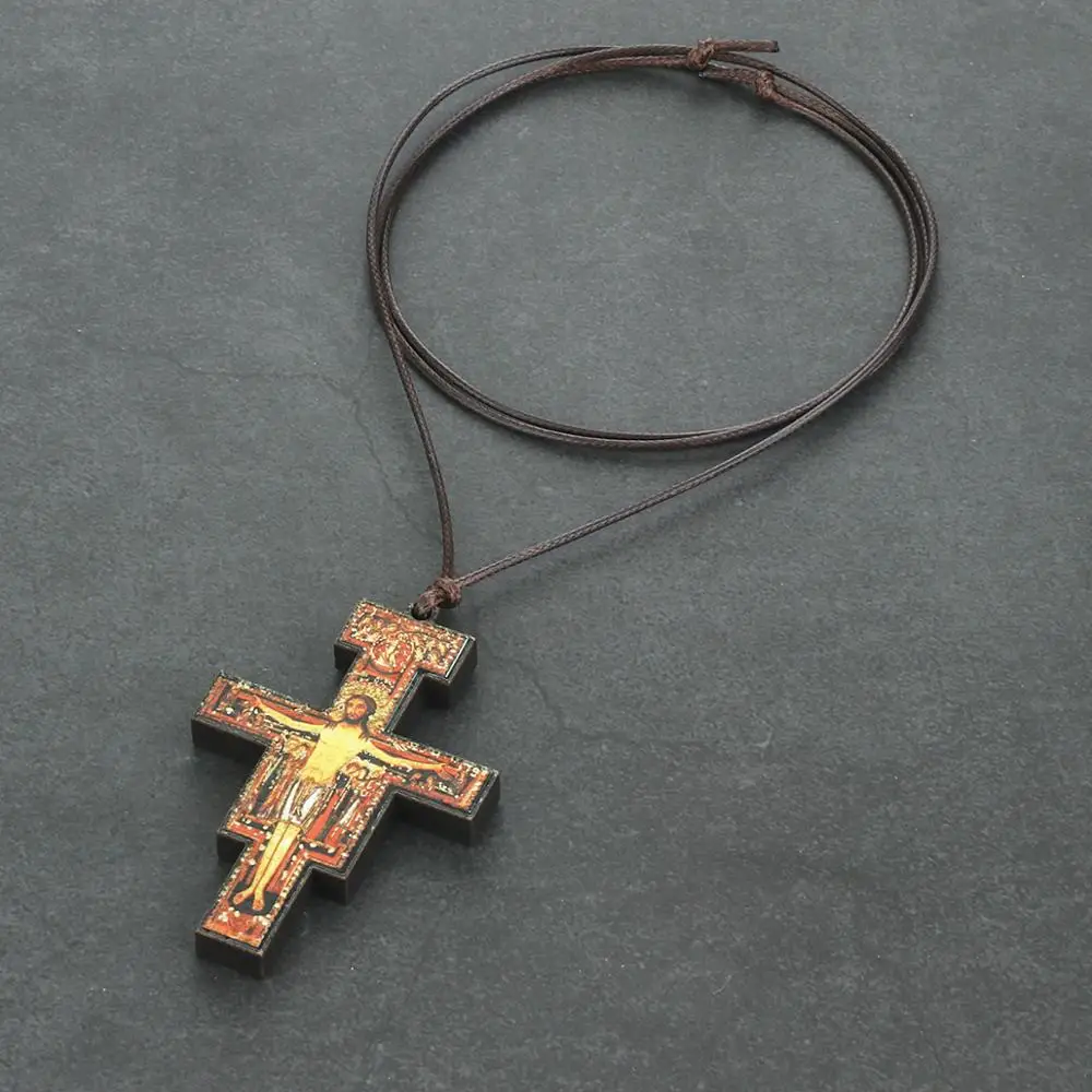 Деревянное ожерелье с подвеской в виде распятия San Damiano ожерелья религиозным