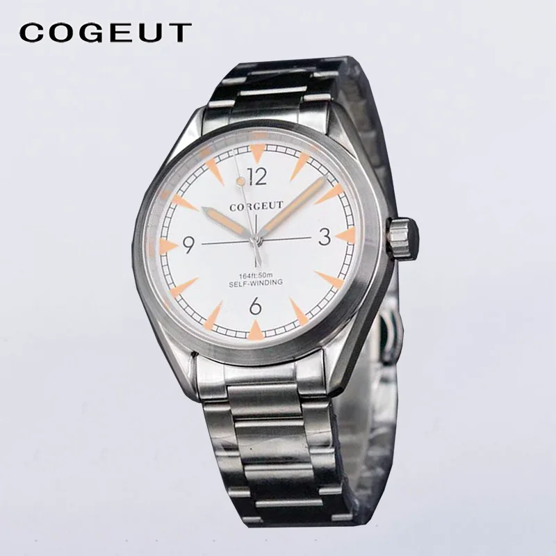 Кофе Мужские механические часы, автоматические, Corgeut, люксовый бренд, наручные часы 40 мм, модные, синие, черные, оранжевые, белые, james bond - Цвет: Кофе