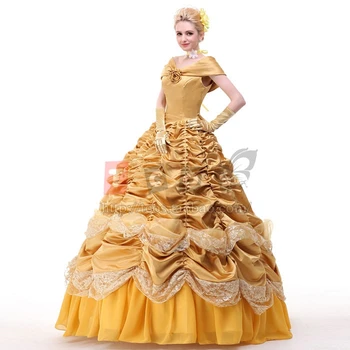 

Belle Costume Adult Princess Belle Beauty and the Beast Costume Cosplay Halloween Costumes for Women Dress Custom
