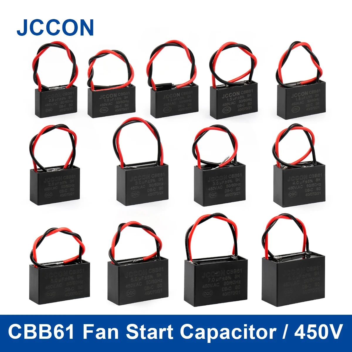 2Pcs CBB61 Fan Start Capacitor 1UF 1.2UF 1.5UF 2UF 2.5UF 3UF 3.5UF 4UF 4.5UF Fan Capacitor Terminal Motor Capacitance cbb61 fan start capacitor 1uf 1 2uf 1 5uf 2uf 2 5uf 3uf 3 5uf 4uf 4 5uf fan capacitors terminal motor capacitance