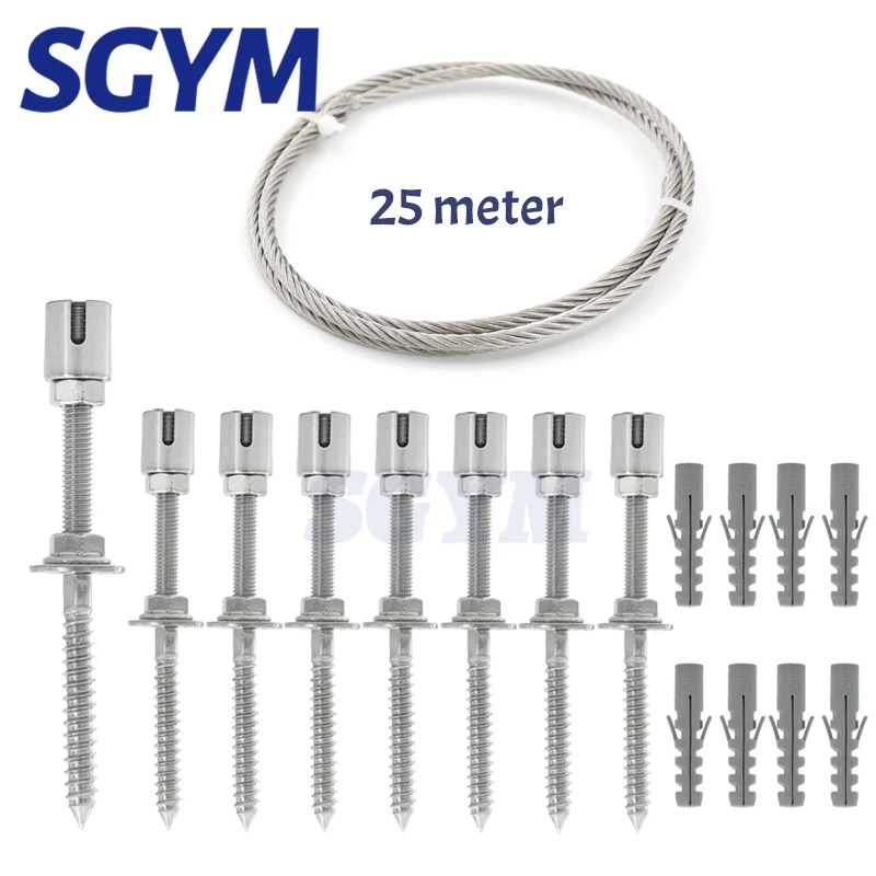 Arame de Peças Treinamento de Plantas de Escalada Sistema Profissional Conjunto Completo com Suportes de Parede Aço Inoxidável Grades de