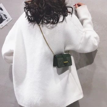 

Mini small bag women's bag new 2020 fashion solid color simple small square bag frosted chain Single Shoulder Messenger Bag