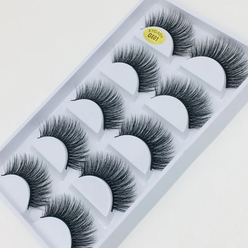 5 Pairs/Set Natural Black Long Fake Eye Lashes Handmade Thick False Eyelashes Black Makeup Cosmetic Beauty Extension Tools
