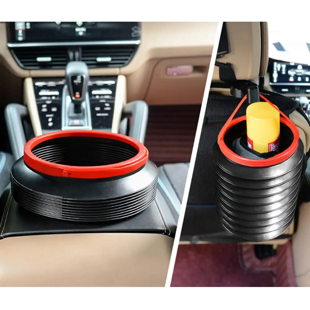 

Mini Car Trash Can Interior With Collapsible Portable Creative Bucket Multi-Function Retractable Umbrella Storage