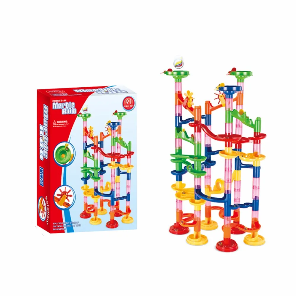 91pcs DIY Marble Run Coaster Maze Toy Hanmun Race Construction Set Model Building Preschool Learning Toys For Children | Игрушки и хобби