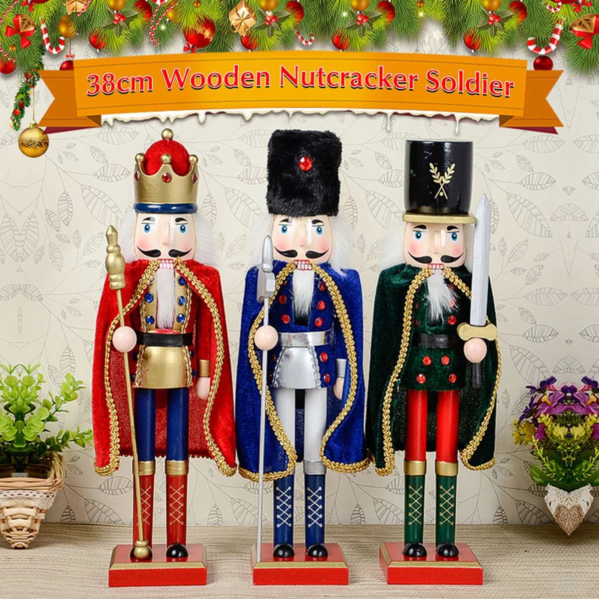 DTTblue Nutcracker Puppet Ornaments Desktop Christmas Decoration Cartoons Walnuts Soldiers Band Dolls Nutcracker Miniatures 50CM/38CM-30763 DTTblue Nutcracker Puppet Ornaments Desktop Christmas Decoration Cartoons Walnuts Soldiers Band Dolls Nutcracker Miniatures 50CM/38CM-30763
