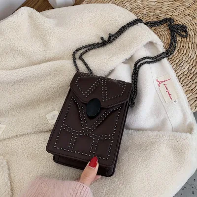 Coffee3 Модные сумки через плечо с заклепками для женщин, из искусственной кожи, сумка через плечо, женские дорожные сумки, женская сумка через плечо с цепочкой - Цвет: Coffee3