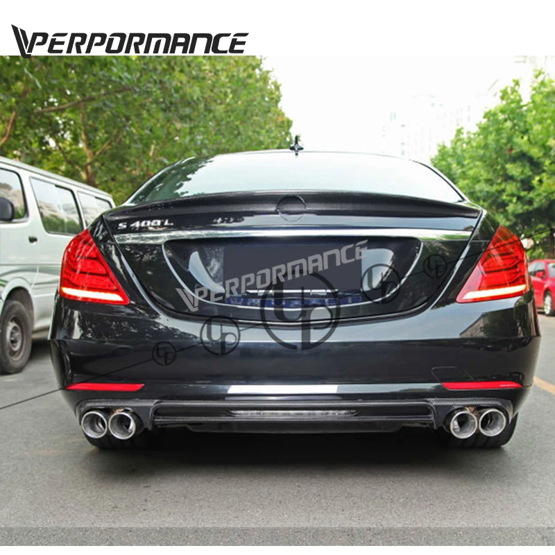 W222 задний диффузор из углеродного волокна для S400 S500 S400L S500L to B, задний диффузор с наконечниками из углеродного волокна