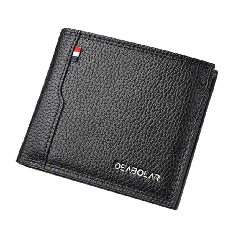 3TT701899-BK1 Мужской короткий кошелек из искусственной кожи, ID, кредитный держатель для карт, водительские права, клатч, двойной карман, кошелек 517D - Цвет: 3TT701899-BK1